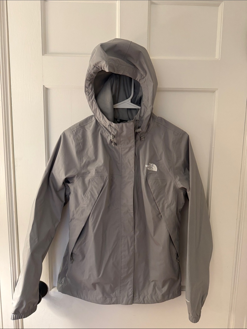 The North Face Light Gray Hooded Rain Shell